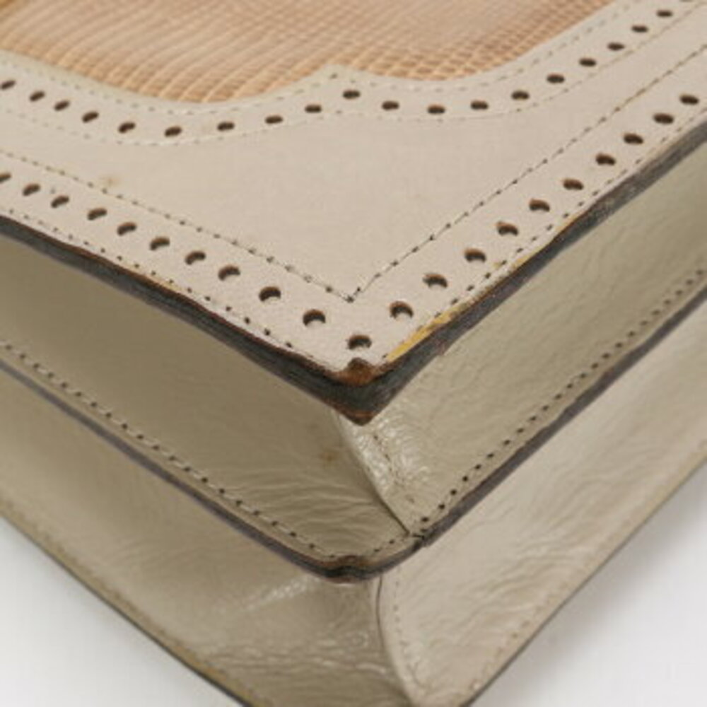 Yves Saint Laurent YSL Beige Tan lizard leather shoulder bag tote handbag ELM - Picture 8 of 14